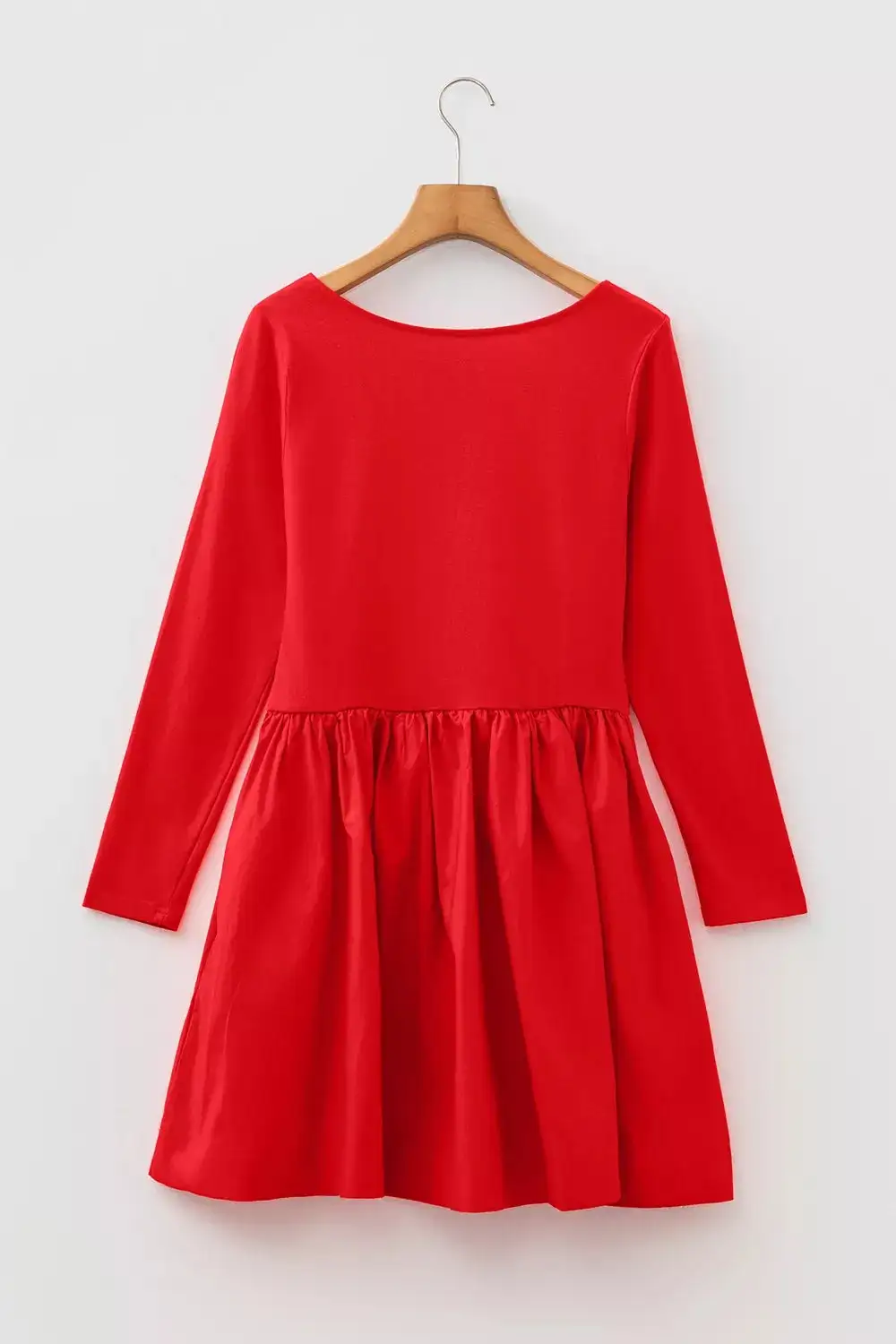 U-Neck Long Sleeve Fit And Flare Mini Dress