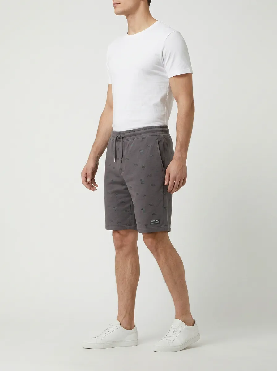 Men's Tropical Palm Leaf Wave Tree Graphic Printed Sweat Shorts