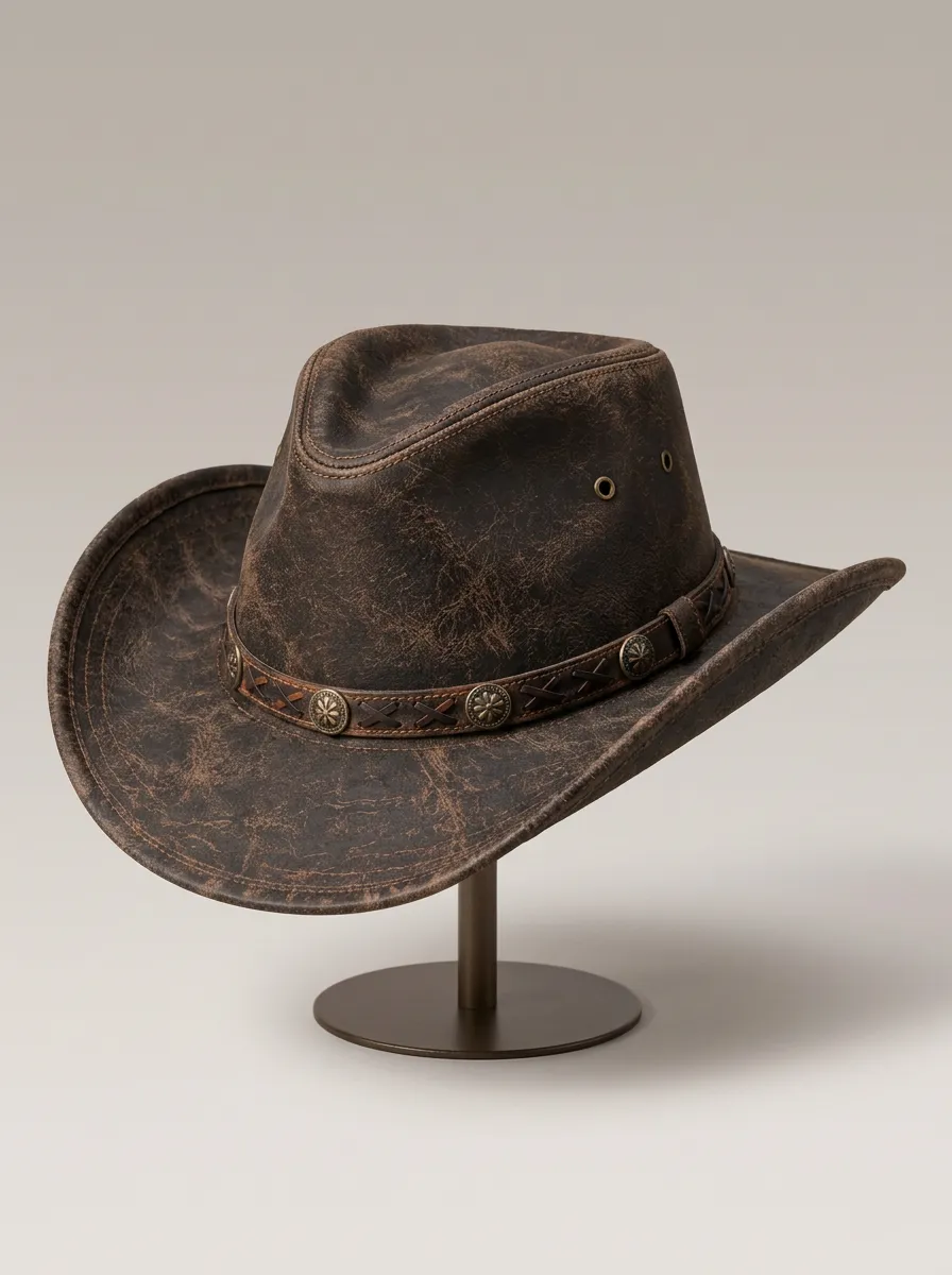 Earth Tone Cowboy Hat Featuring Leather Band