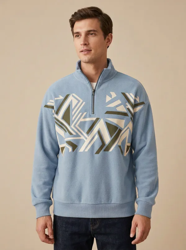 Graphic Half-Zip Geometric Men's Half-Zip Sweatshirt