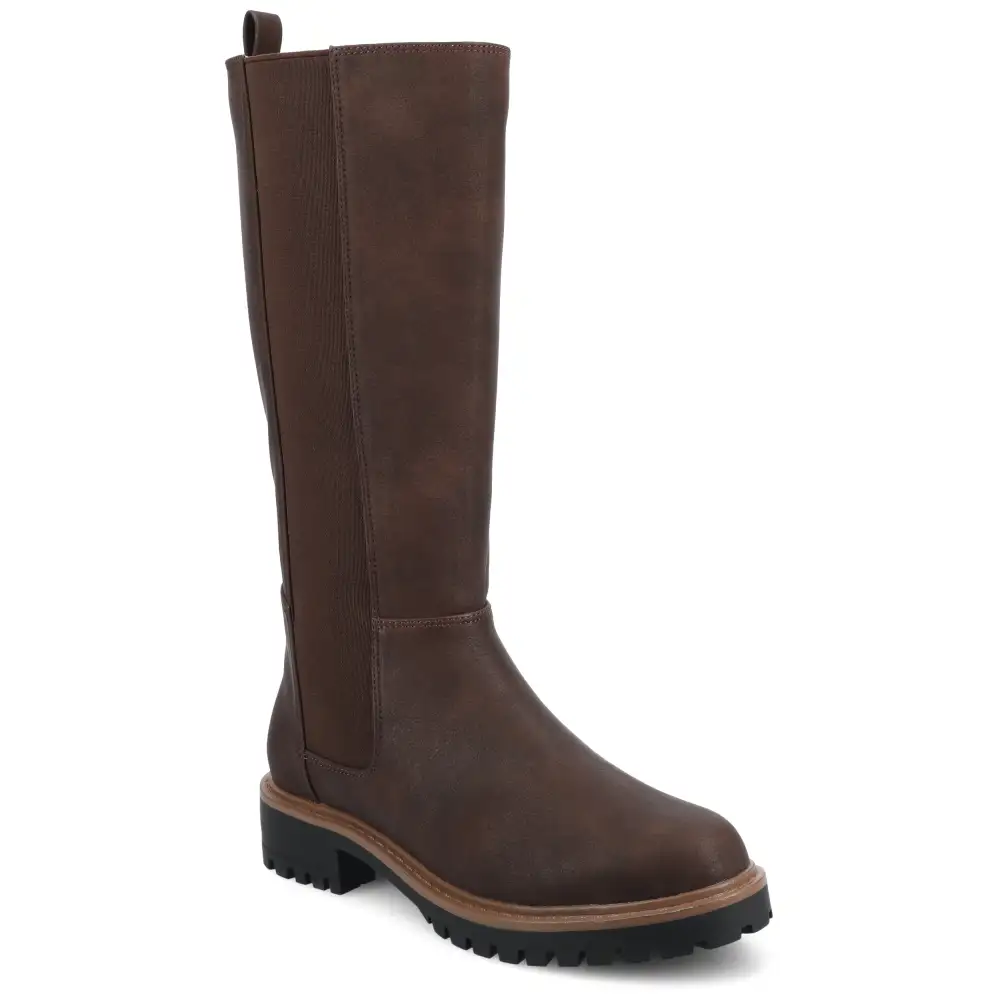 Stretch Shaft Block Heel Riding Boots