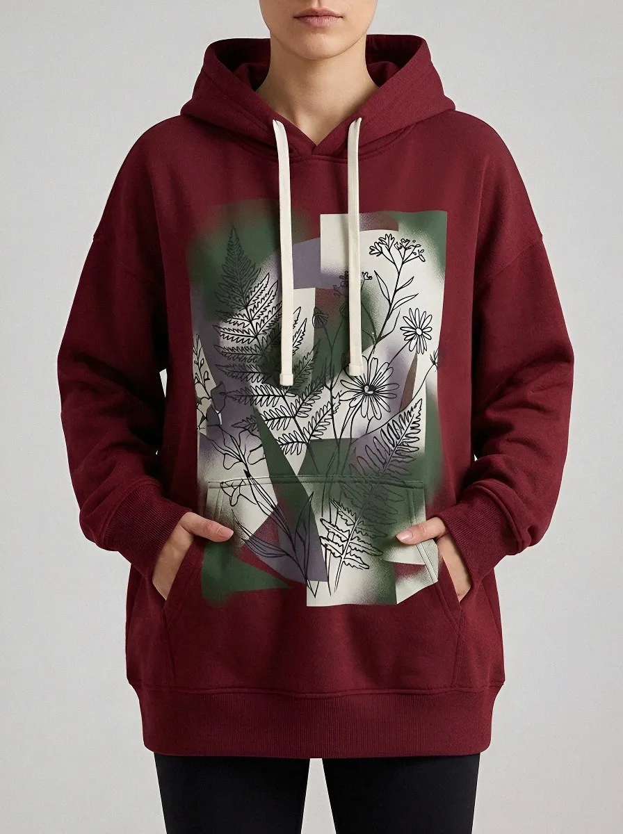 Unisex Botanical Nature Lover Fern Flower Hoodie