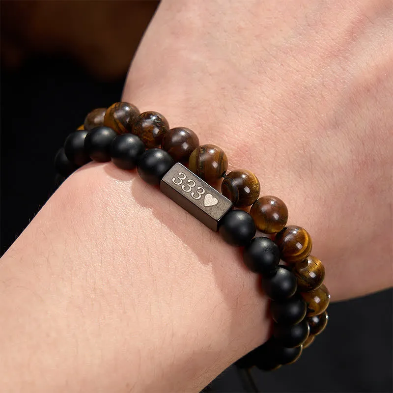 Frosted Stone Tiger Eye Angel Number Cure Bracelet