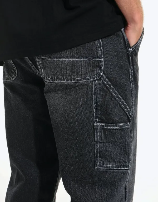 Washed Straight Carpenter Denim Jeans