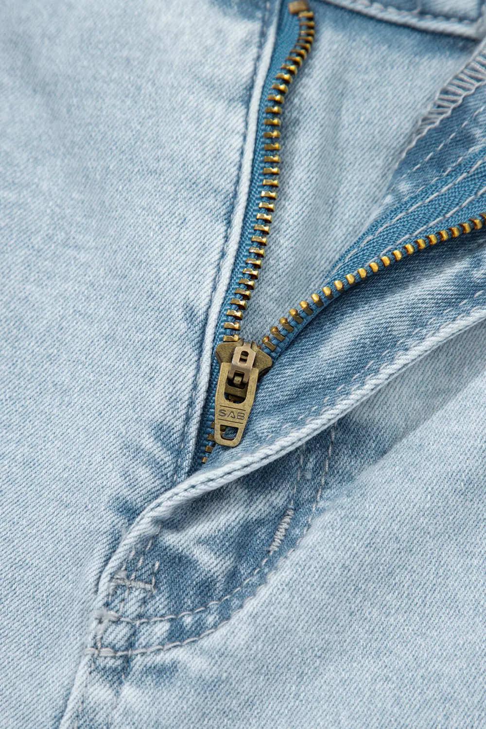 Light Blue Frayed Cropped Jeans
