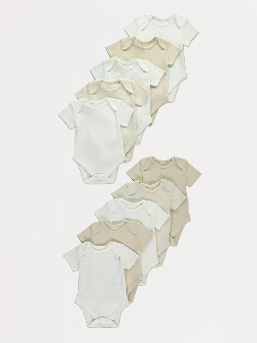 Neutral Short Sleeve Bodysuits 10 Pack