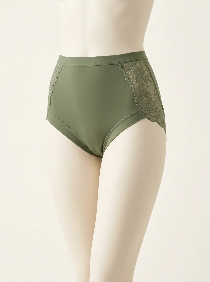 Minimal High-Waisted Floral-Lace Lace-Trimmed Briefs