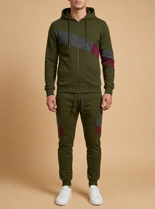 Men's Sporty Casual Colorblock Patchwork Print Jogger Set