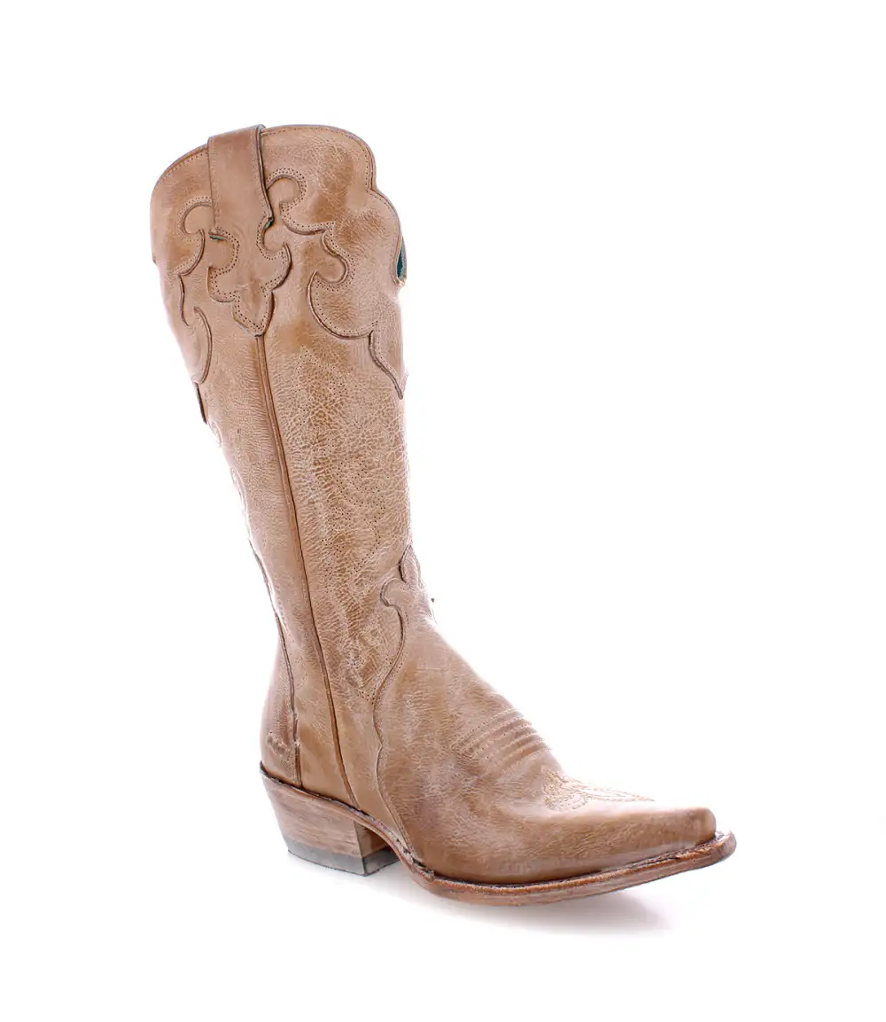 Floral-Stitched Side-Zip Western Boots
