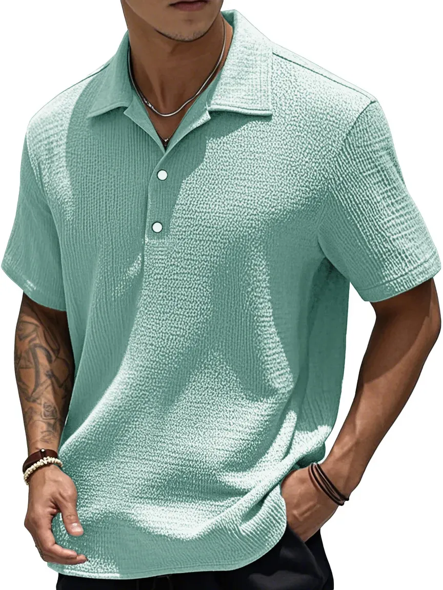 Textured Short Sleeve Button Front Shirt