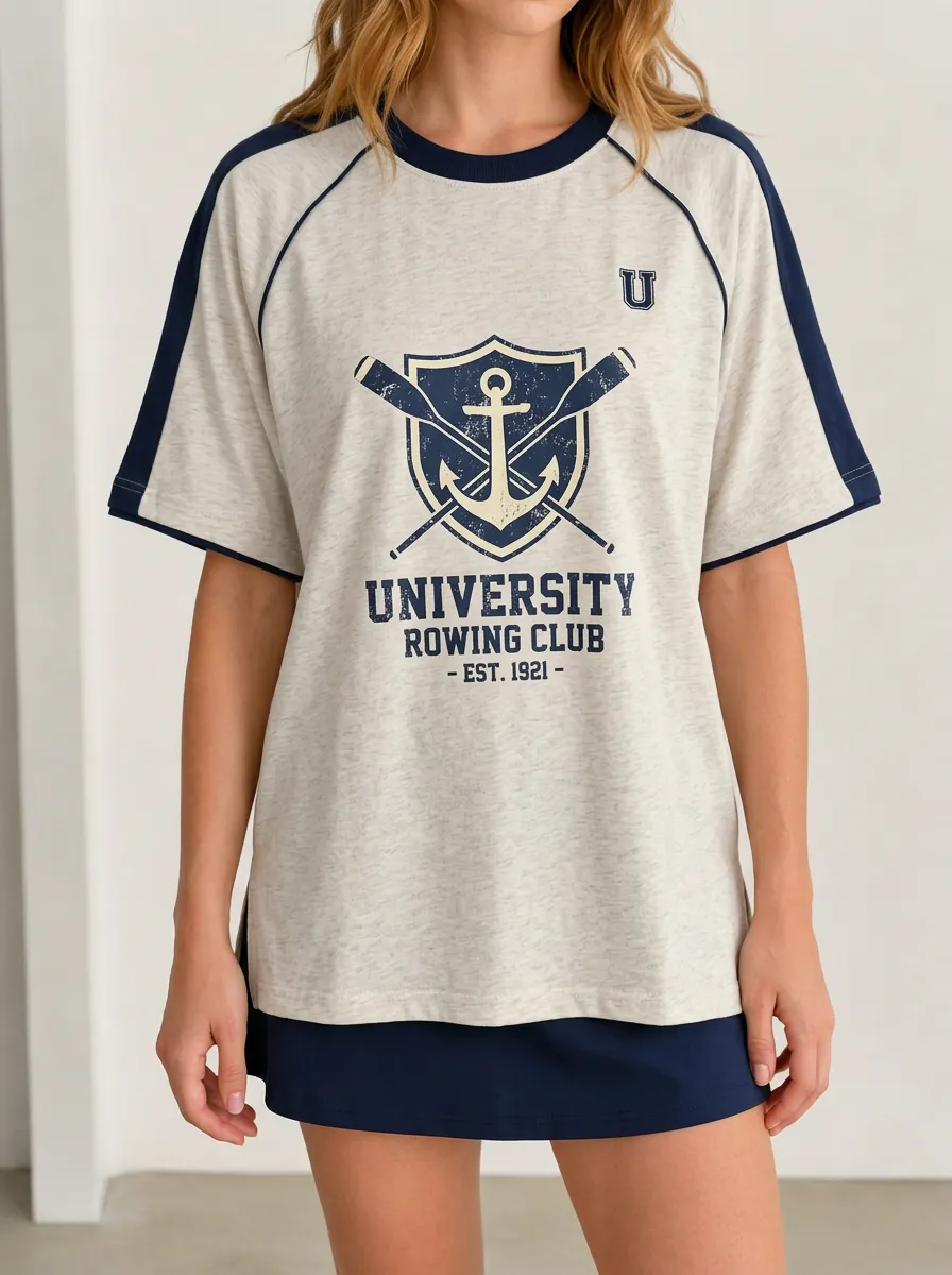 Women's University Rowing Club Anchor Oars Printed T-shirt