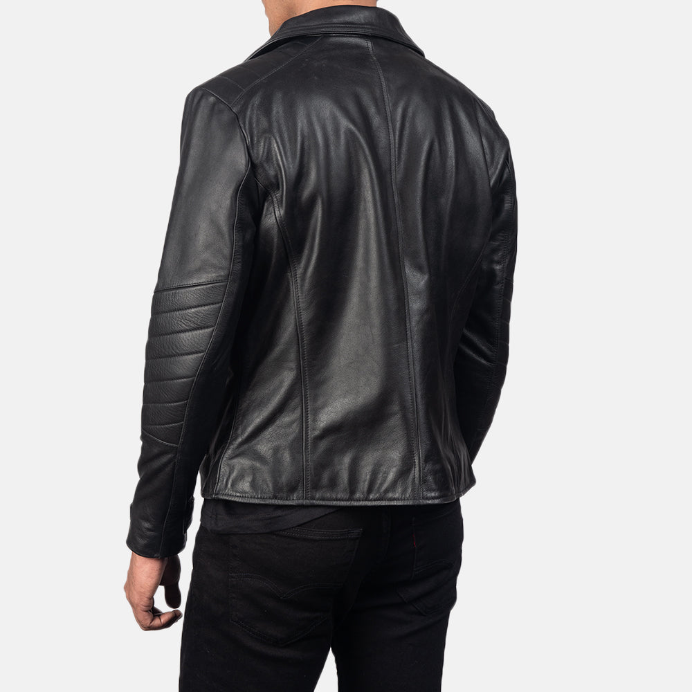 Men's Stitched Detail Biker Leather Jacket