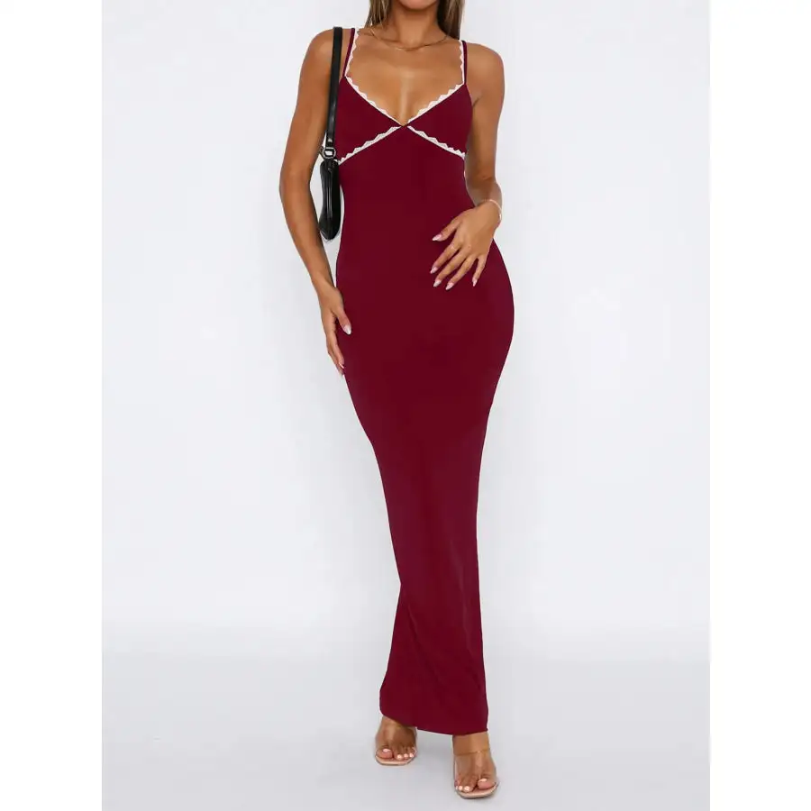 Lace Detail Slim Fit Bodycon Maxi Dress