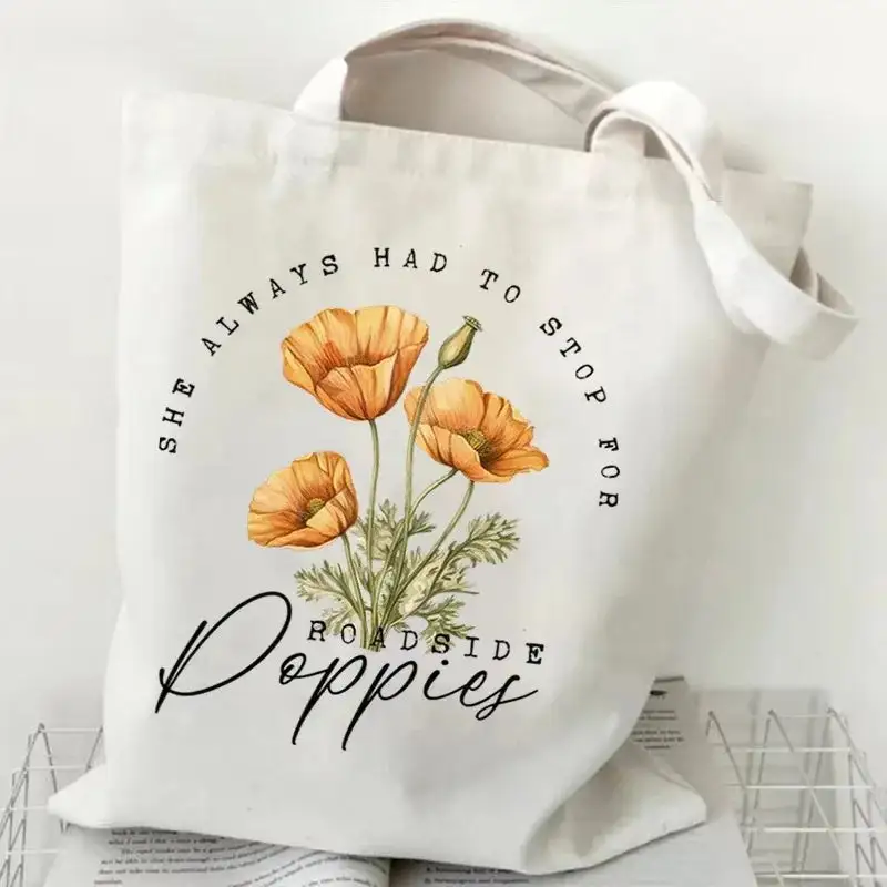 Bohemian Canvas: Flower-Pattern Shopper Tote Bag