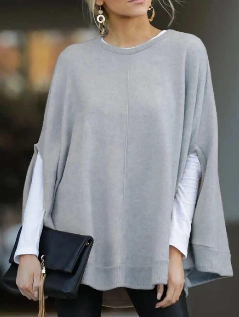 Loose Batwing Sleeve Knitted Top