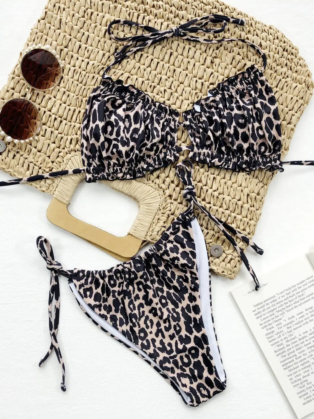 Halter Neck Bikini Leopard Swim Set