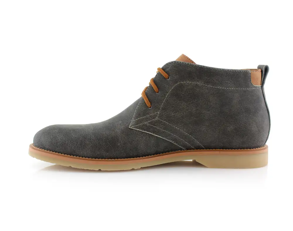 Faux-Leather Lace-Up Chukka Boots
