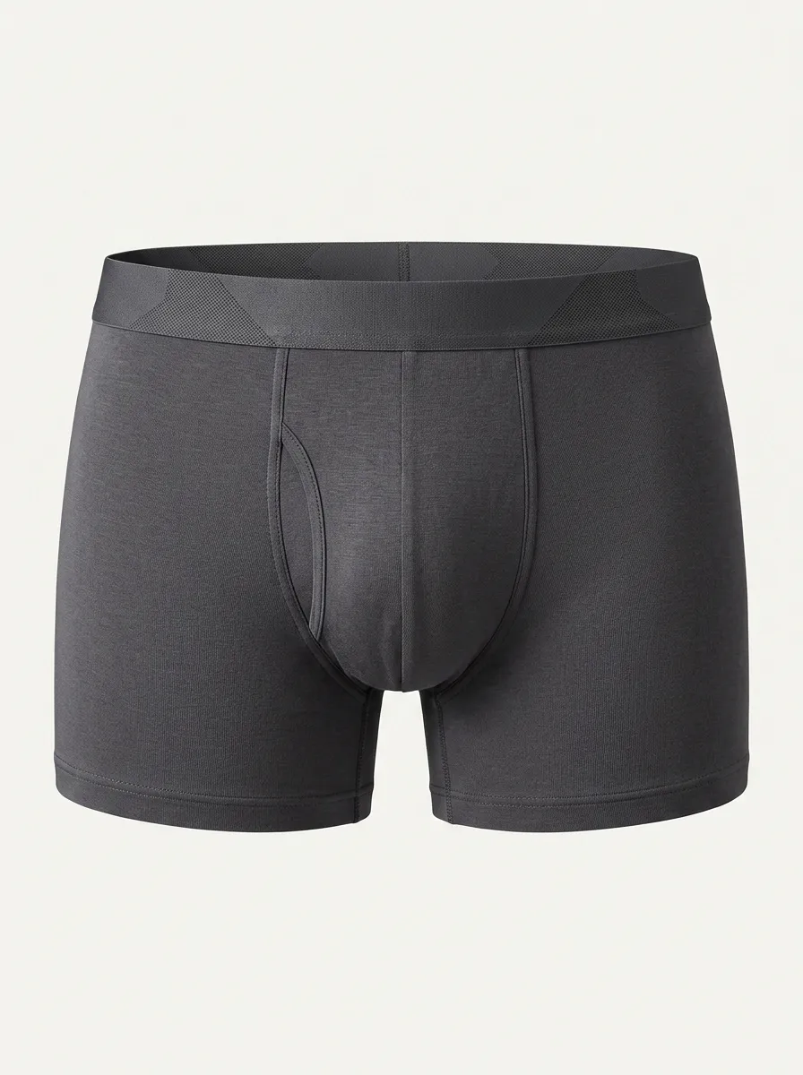 Men's Solid Charcoal Grey Minimalist Printed Boxer Briefs