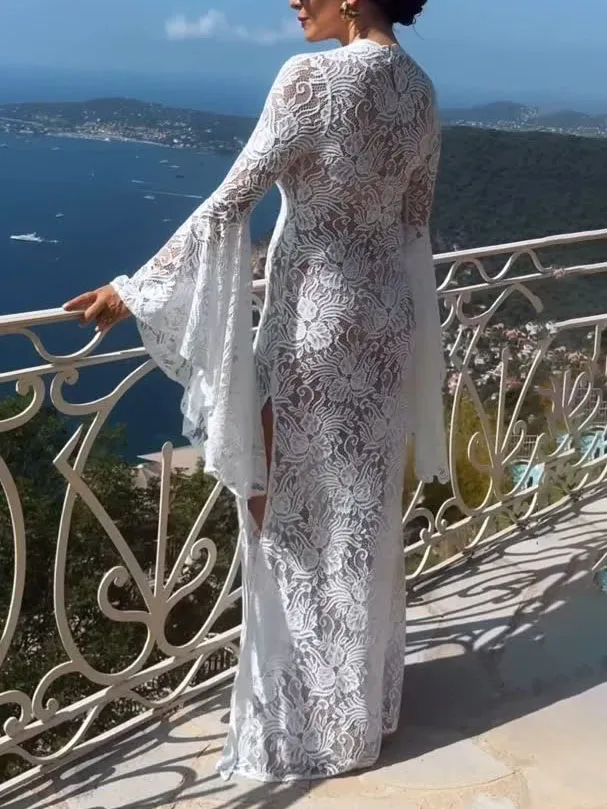 Lace Bell Sleeve Maxi Dress