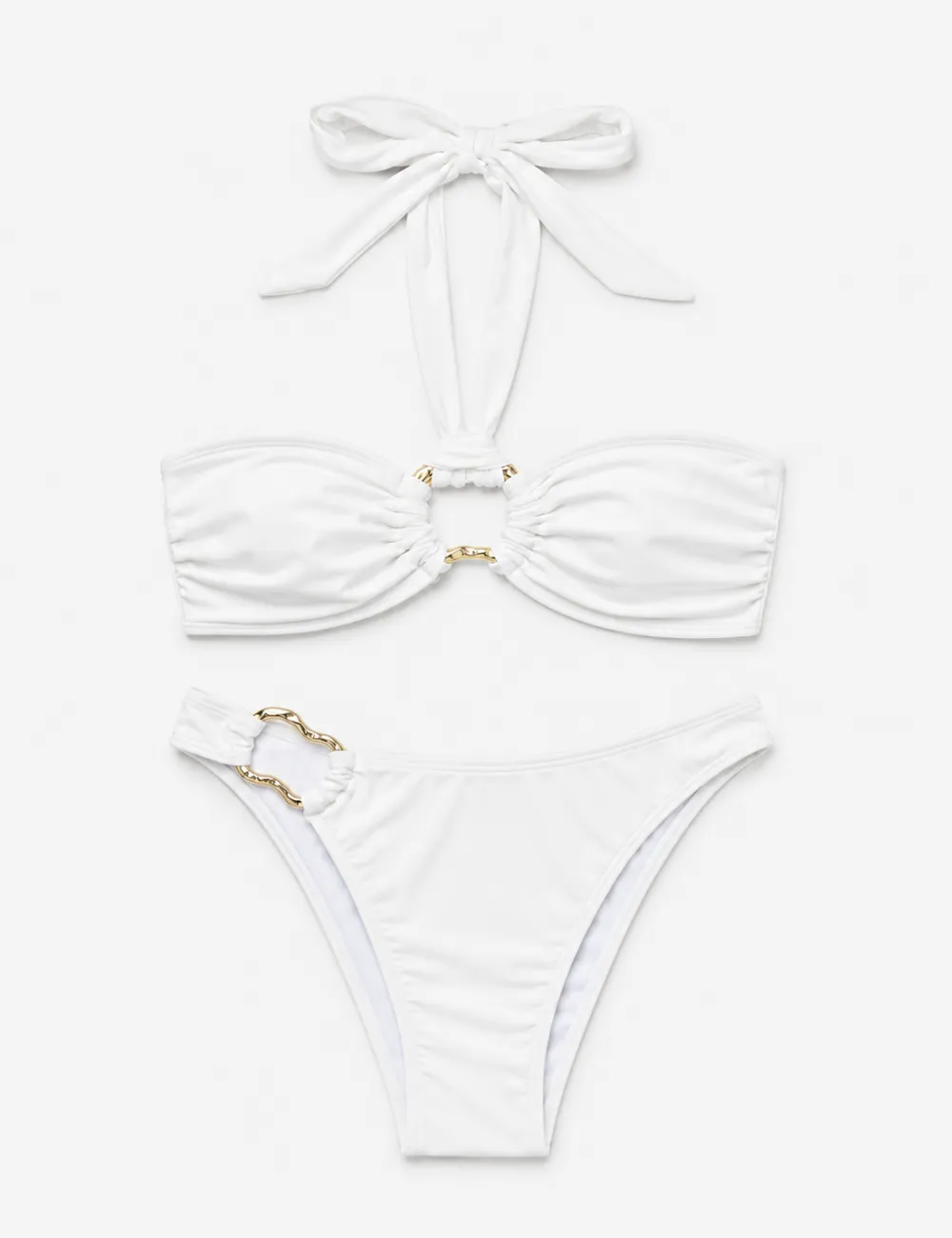Matching Hardware Halter Bandeau Bikini Set