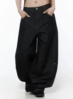 Rivet Wide Balloon Jeans