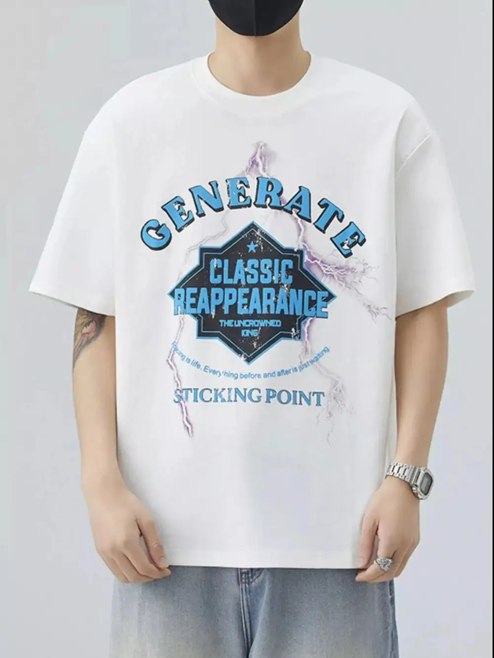 Letter Round Neck Half Sleeve T-Shirt