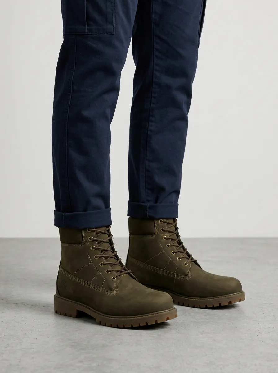Unisex Minimalist Logo Embossed Work Boots