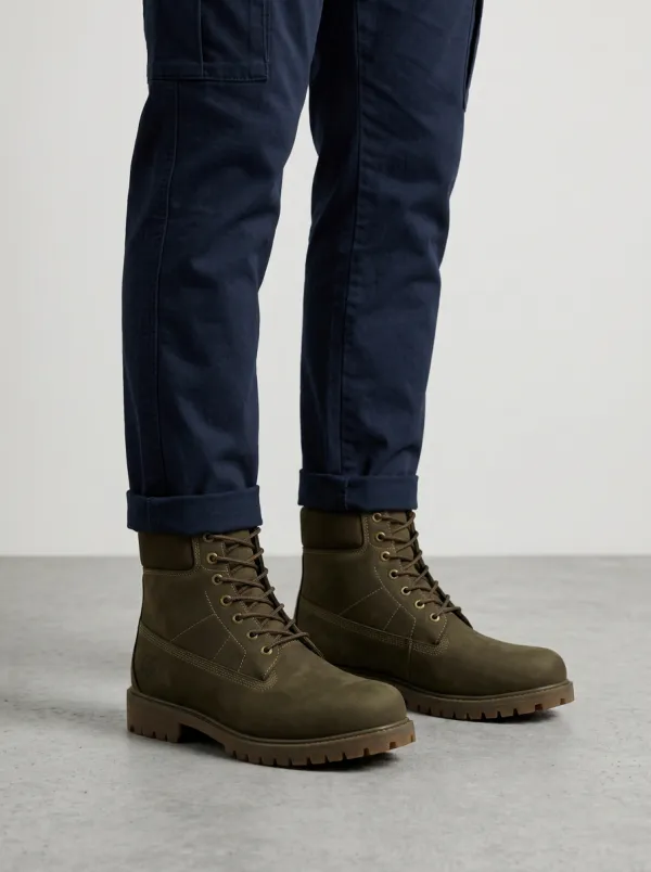 Unisex Minimalist Logo Embossed Work Boots