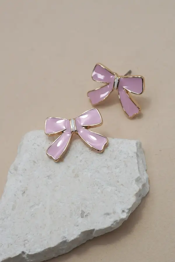 Classic Charming Pink Bow arrings