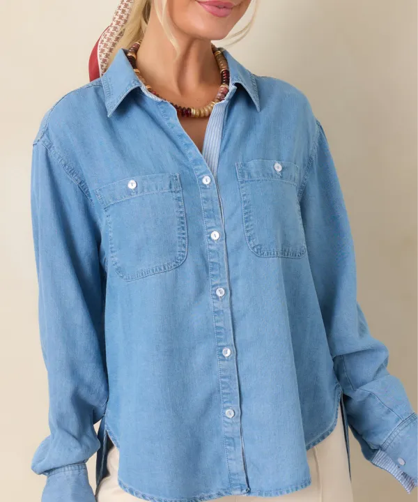 Refined Button-Up Button-Front Long-Sleeve Collared Shirt