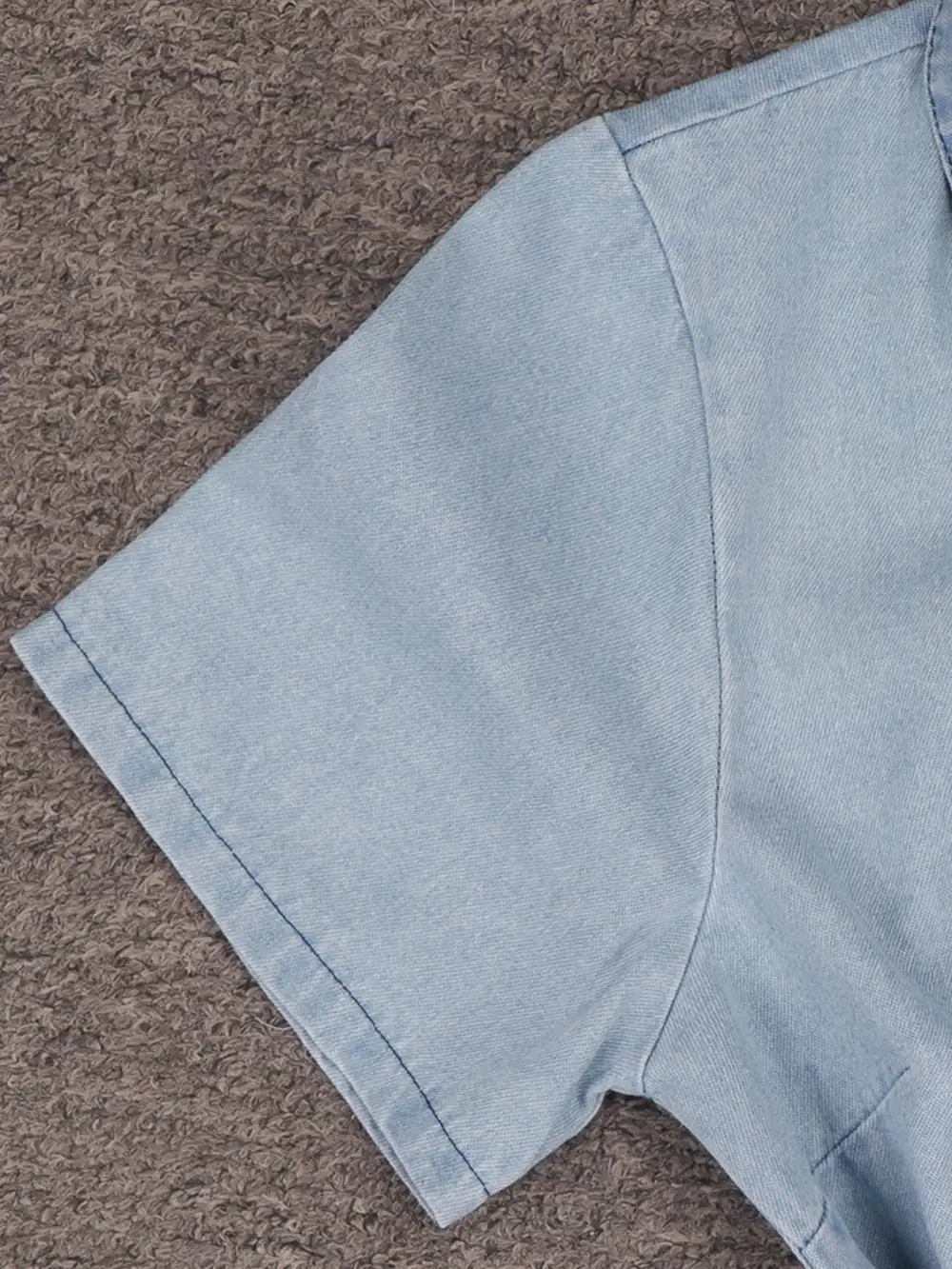 Denim Zip Front Short Sleeve Dress Casual
