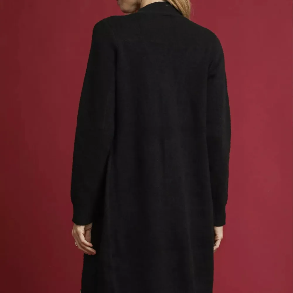Button Down Longline Pocket Detail Ribbed Knit Cardigan