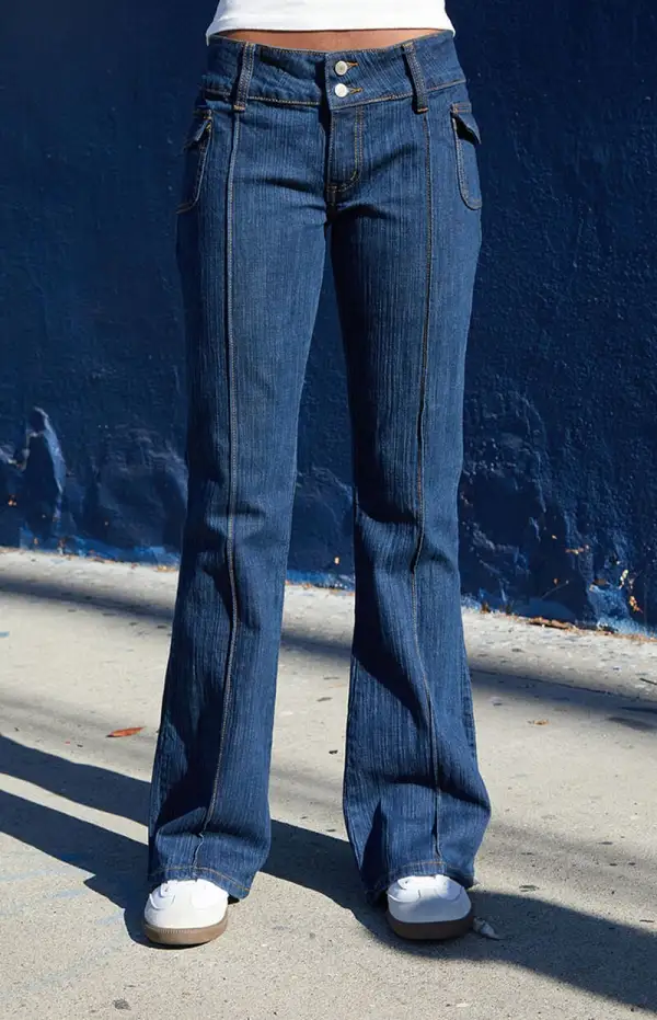 John Galt Dark Blue Agatha Low Rise Flare Jeans