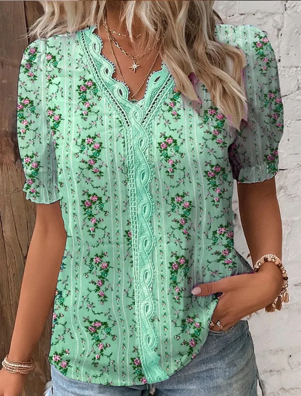 Limited Stock🛒Clearance sale🔥V Neck Plain Lace Elegant Shirt
