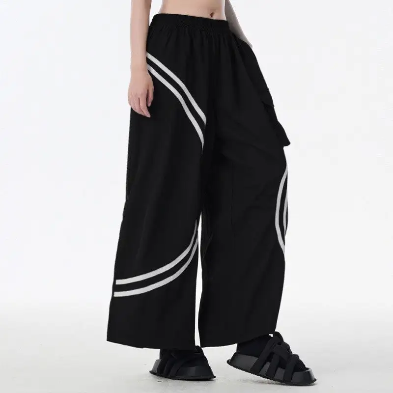 Women's Wide Leg Loose Fit Elastic Waist Pocket Pants
