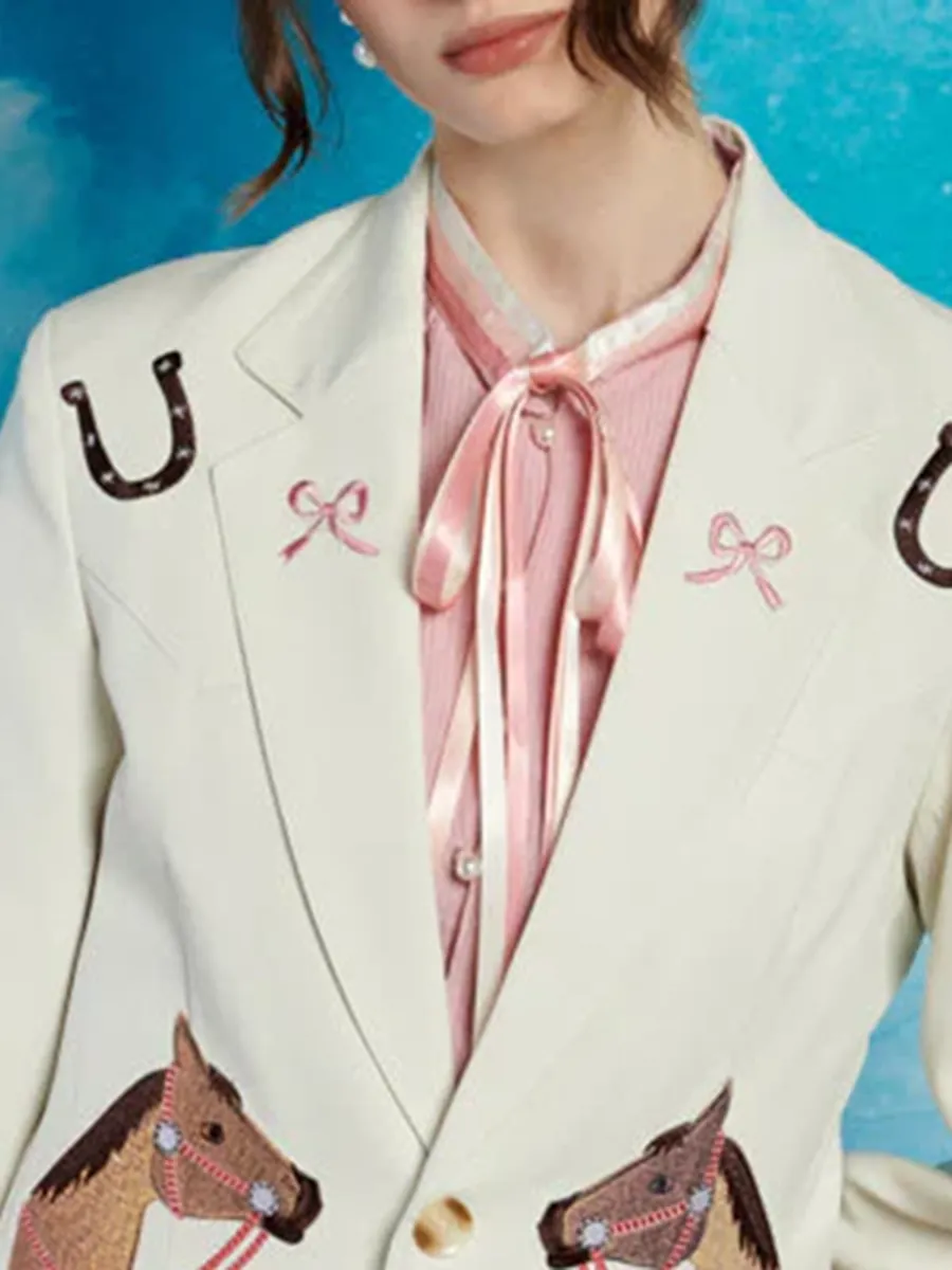 Embroidery Single Breasted Blazer