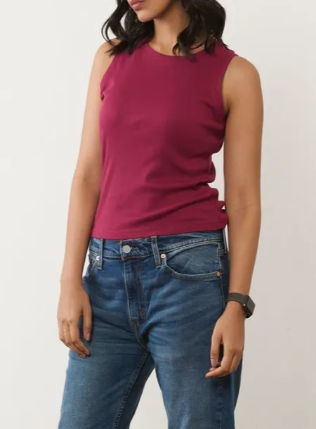 Berry Pink Ribbed Tank Top