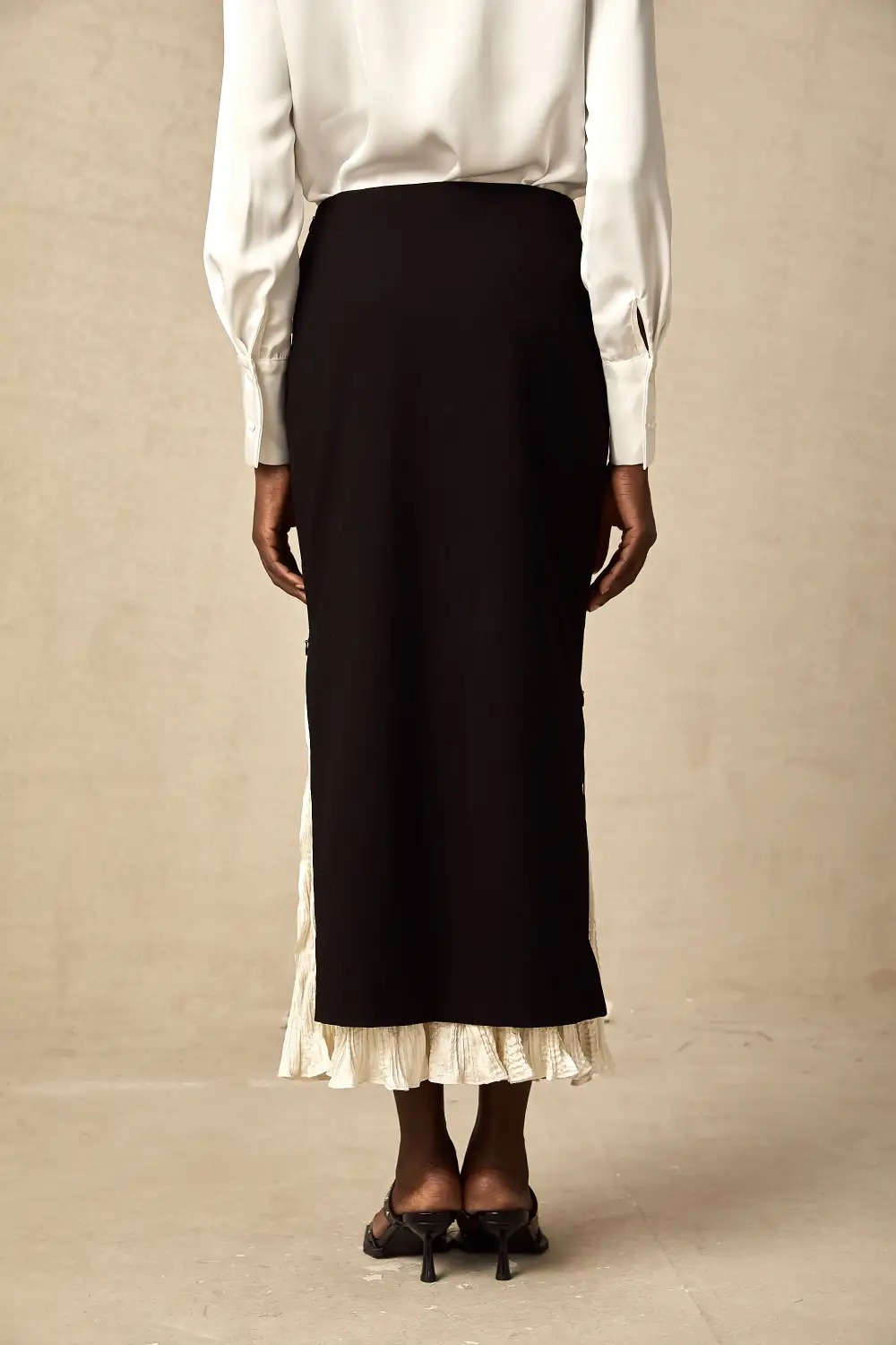 Color Block Midi Skirt
