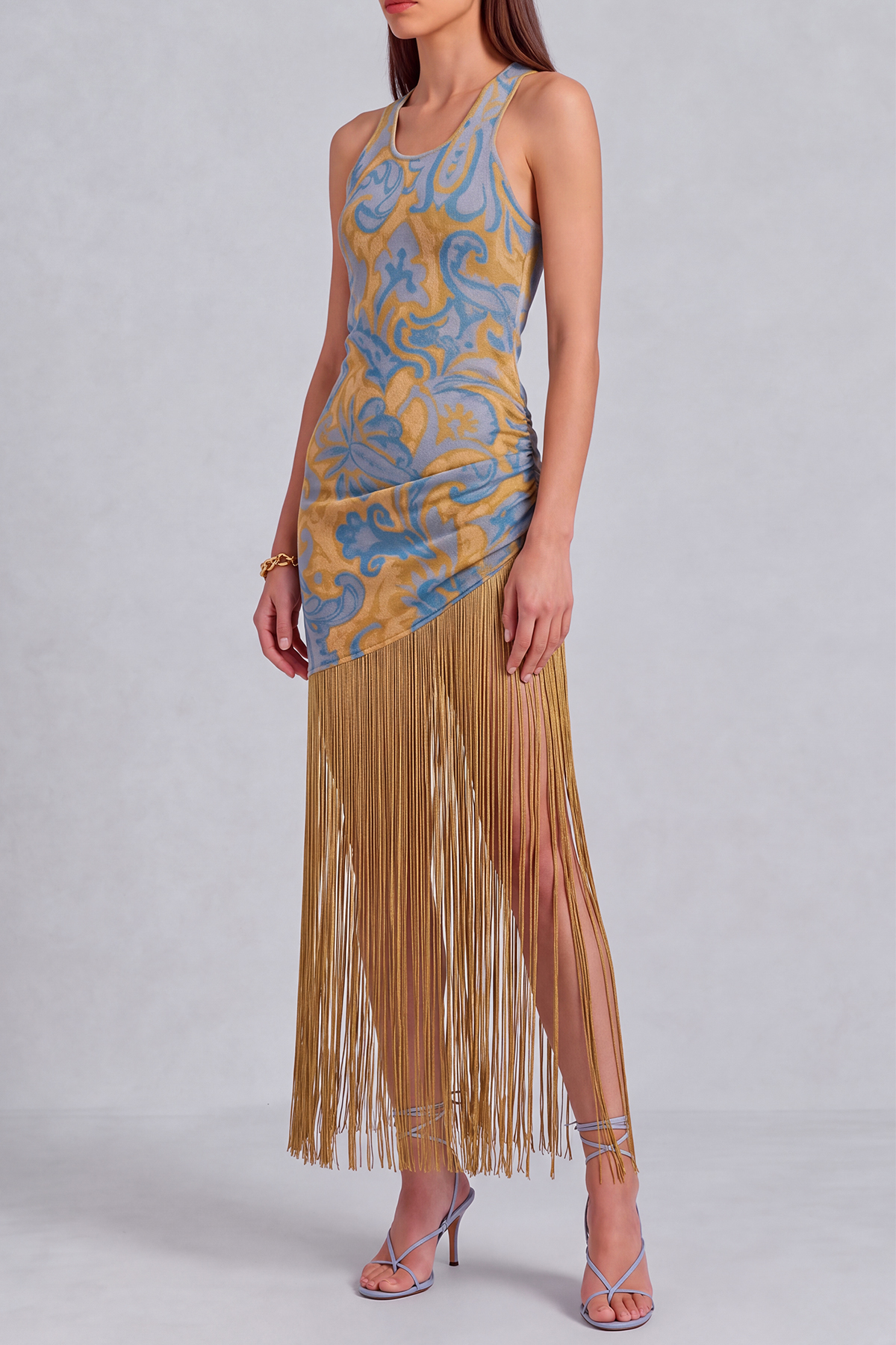Fringe Printed Midi Dress