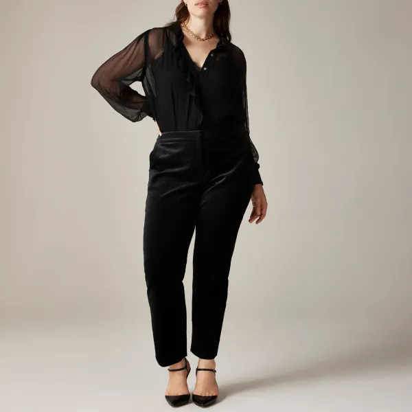 Stretch Cotton Velvet Slim Fit Pants