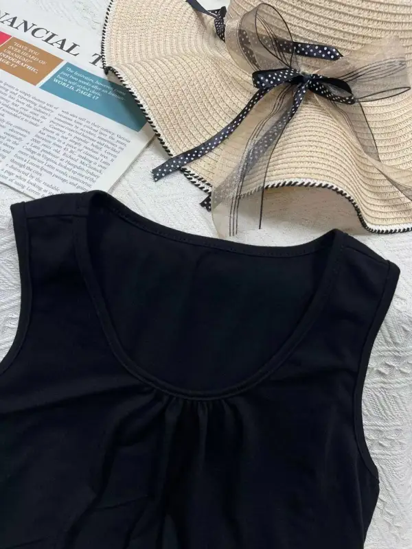 Easygoing Refined Round-Neck Tank Top