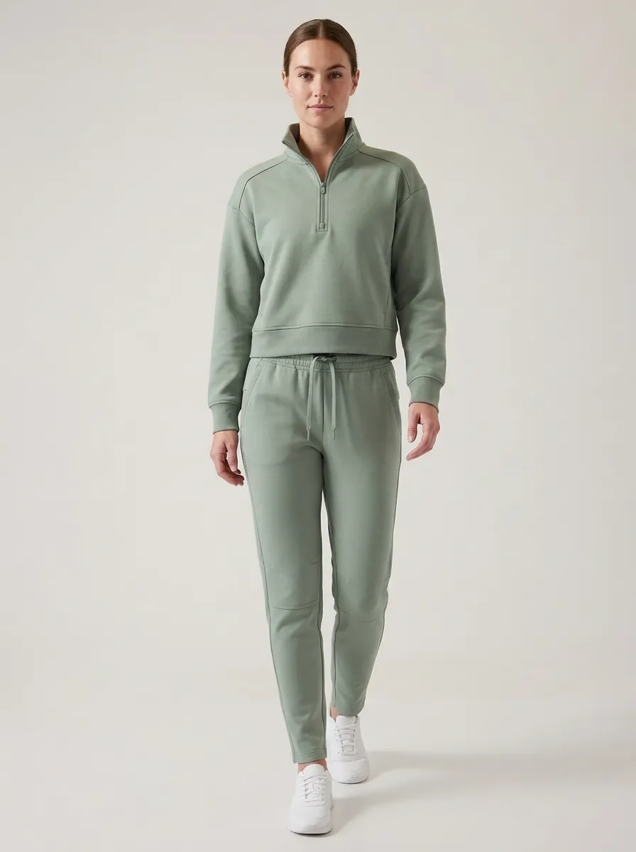 Women's Flexible Quarter Zip Pullover Sweatpants Set