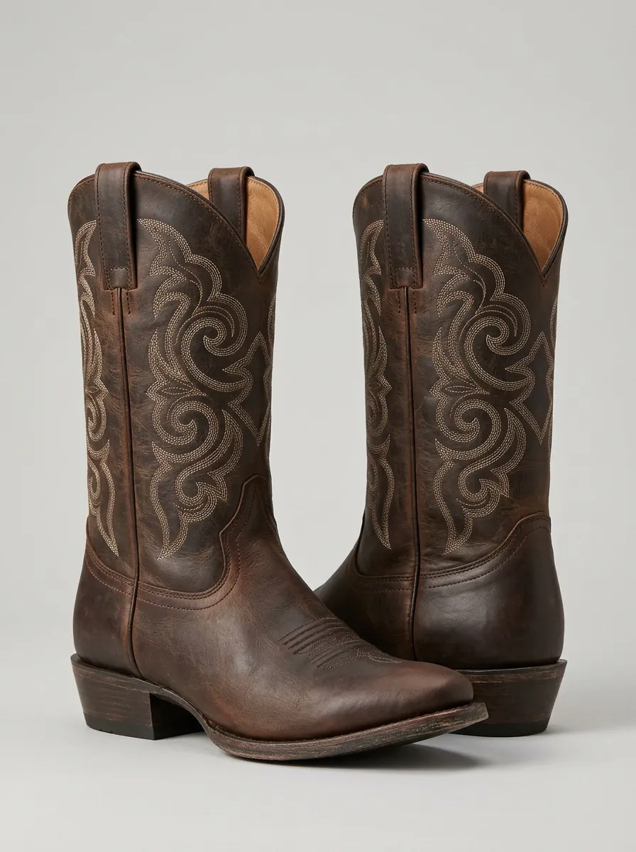 Unisex Desert Inspired Western Cowboy Embroidered Cowboy Boots