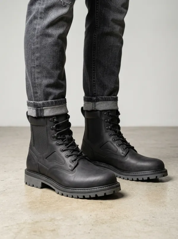 Unisex Tactical Leather Print Work Boots