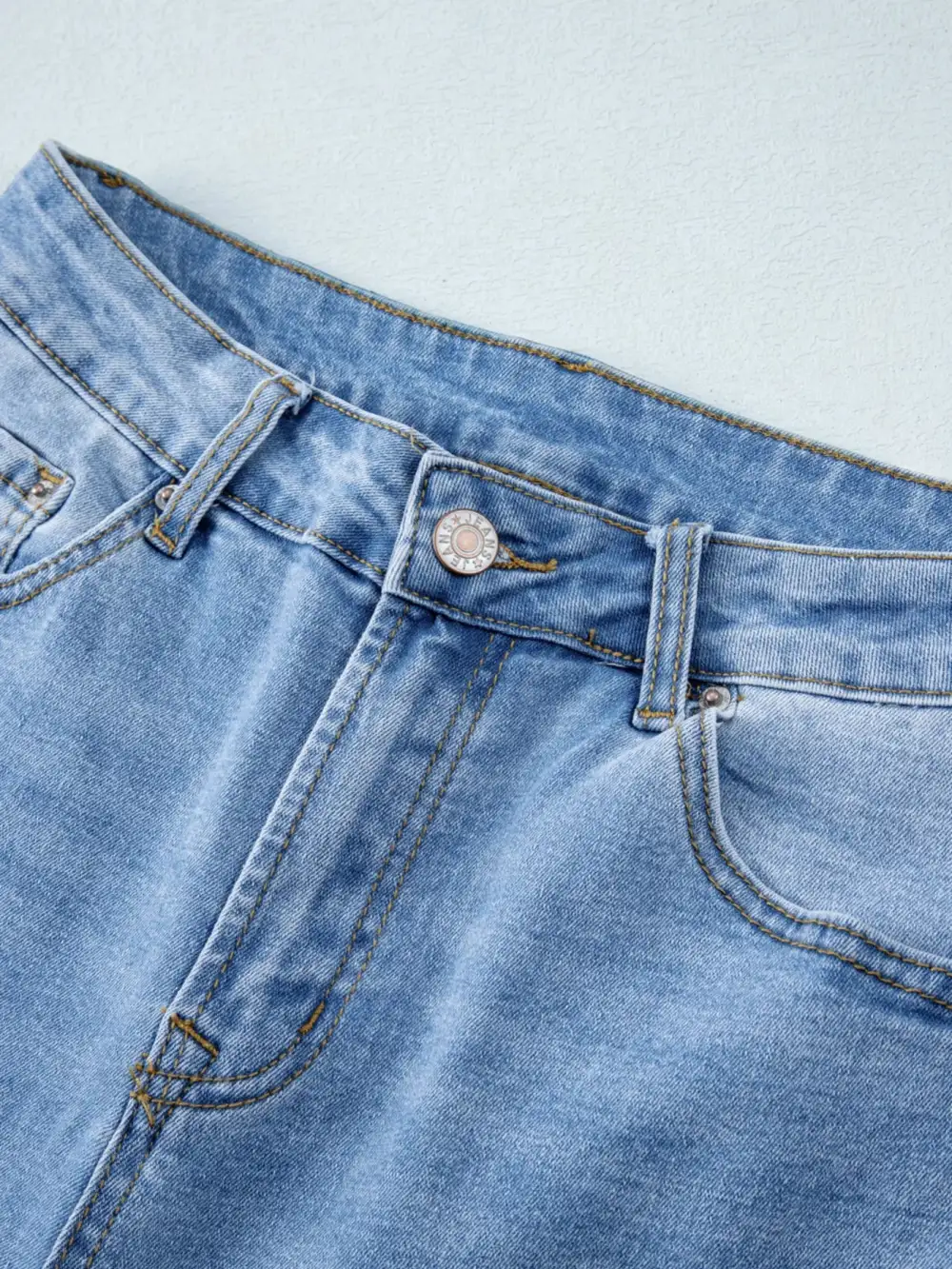 Versatile High Waist Wide Leg Washed Denim Jeans
