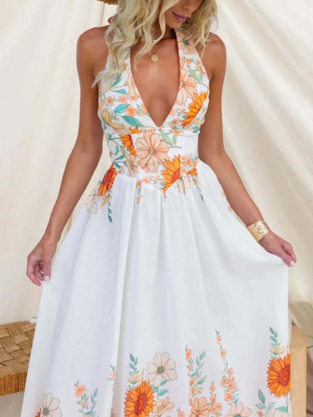 Everyday Halter Floral Maxi Dress