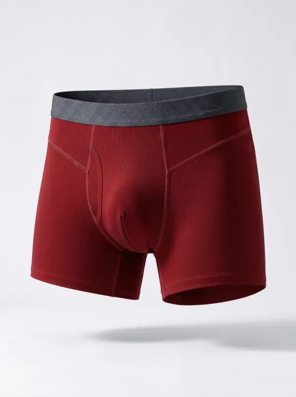 Men's Navy Ribbed Boxer Briefs with Contrast Waistband Boxer Briefs