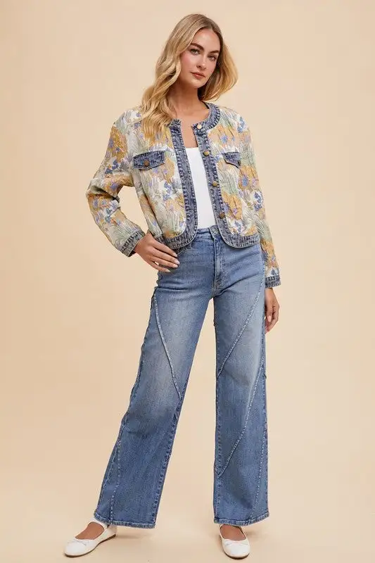 Button Front High Rise Denim Jeans