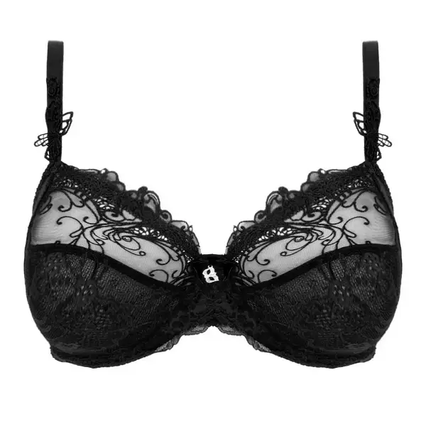 Women's Full Coverage Underwire Three-Part Cup Adjustable Straps Guipure Lace Embroidery Decorative Stone Bra