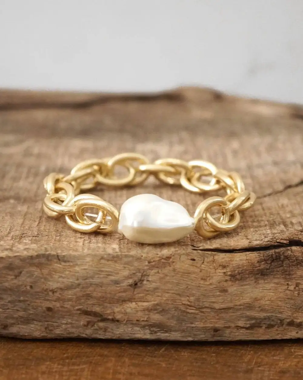 Chunky Chain Pearl Bracelet